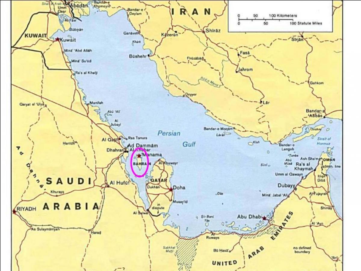 kaart van Bahrain eiland 