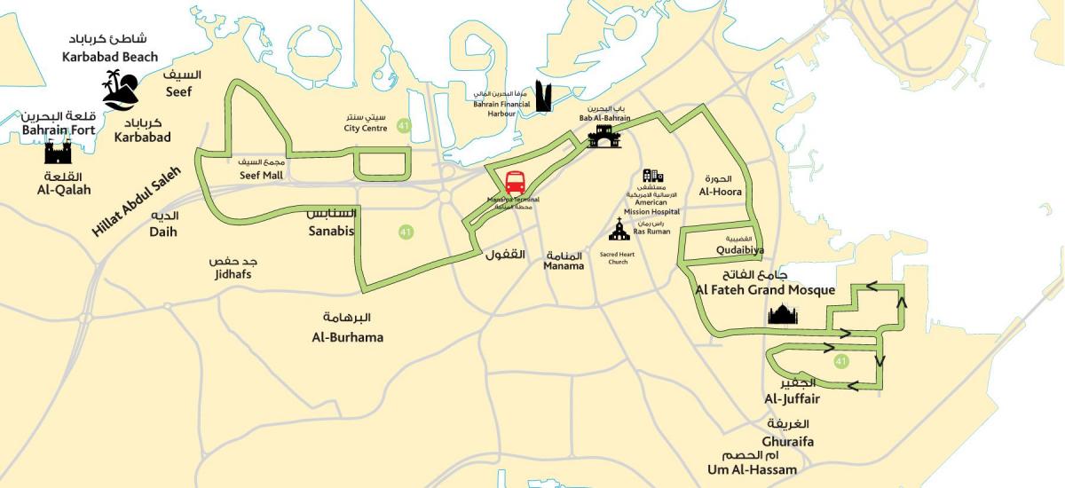 kaart van die sentrum Bahrain