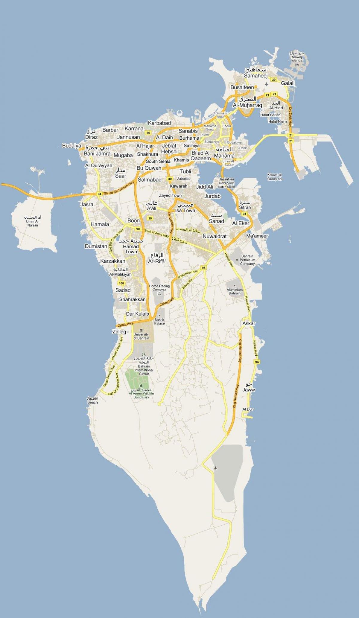 kaart van die straat kaart van Bahrain