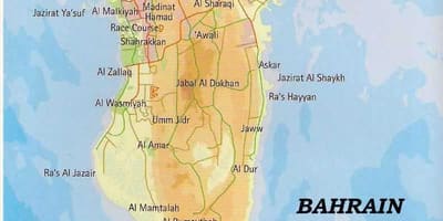 Bahrain kaart met die plekke