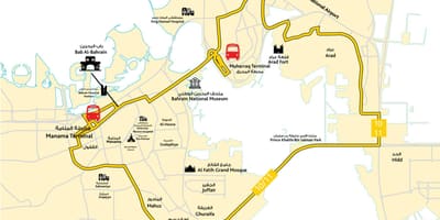 Kaart van Bahrain ry skool pad